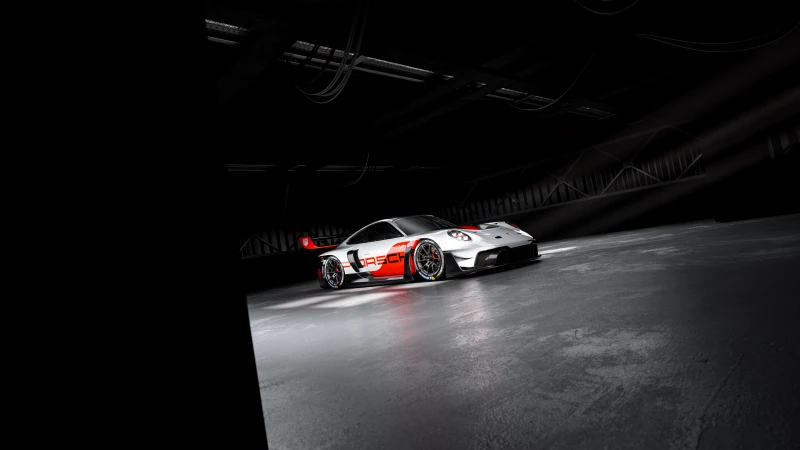 Porsche 911 GT3 R rennsport, Dark background 4K