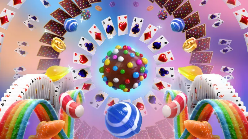 Candy Crush Solitaire, Color bomb, Playing cards, Rainbow candy, 5K wallpaper