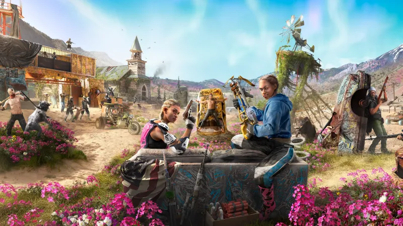 Far Cry New Dawn, Key art, Hope County, Pink flowers, 4K wallpaper