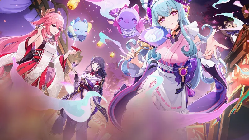 Yumemizuki Mizuki, Genshin Impact 5K Wallpaper, Yae Miko, Raiden Shogun