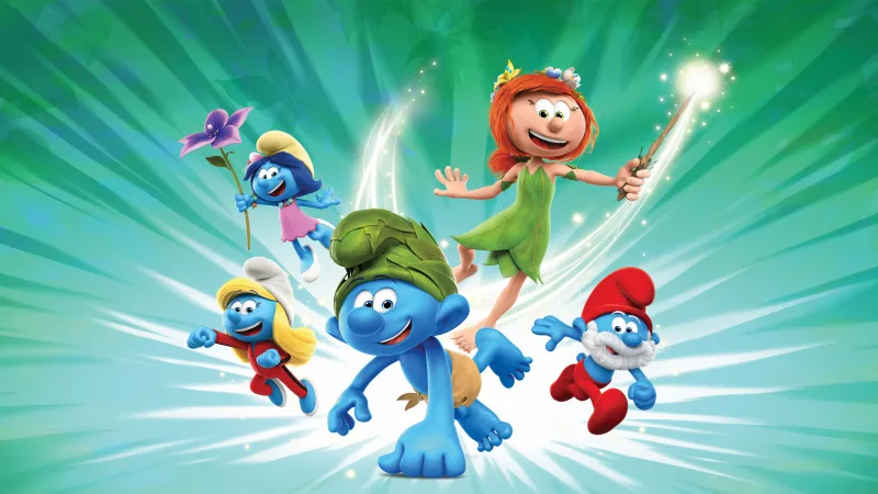 The Smurfs, TV series, Animated series, Smurfette, Papa Smurf, Green wallpaper