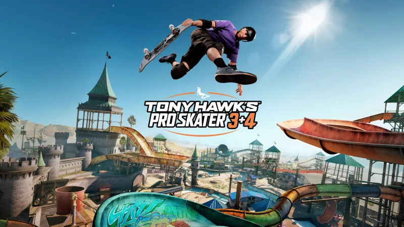 Tony Hawk's Pro Skater 3 + 4 wallpaper, Skateboard trick, Skatepark, Blue sky