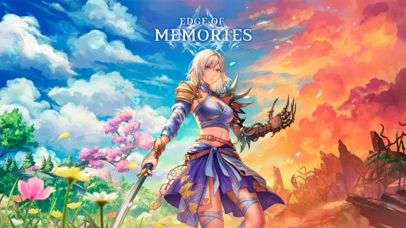 Edge of Memories wallpaper, Eline, Sword, Colorful sky, Anime game