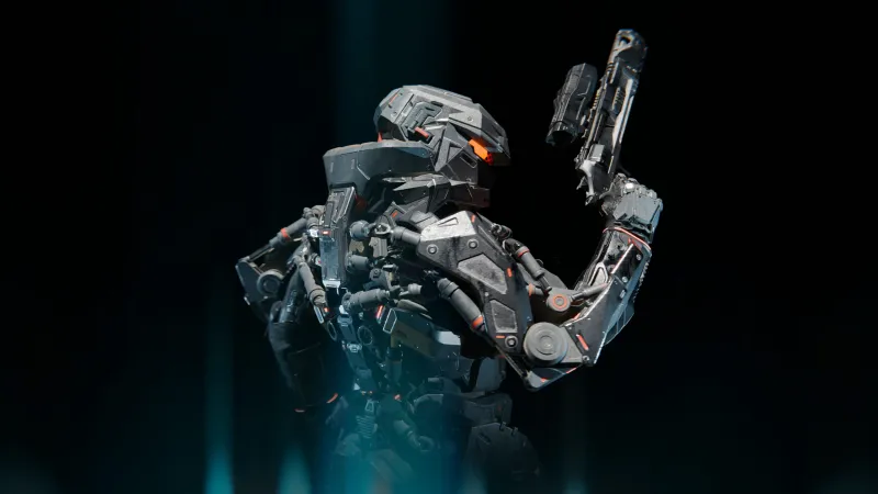 La Quimera, Exosuit, Sci-fi shooter, Black background, 4K wallpaper