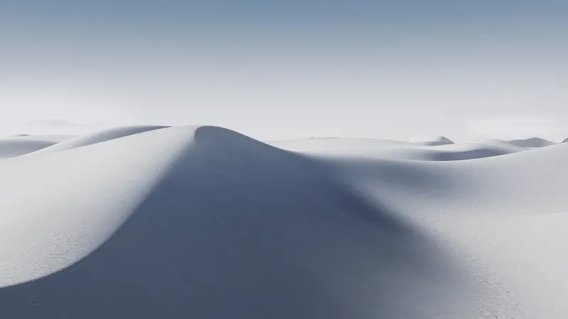 White sand dunes, Minimalist desert, 5K wallpaper