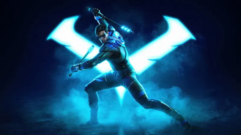 Neon Nightwing, Gotham Knights, 5K wallpaper