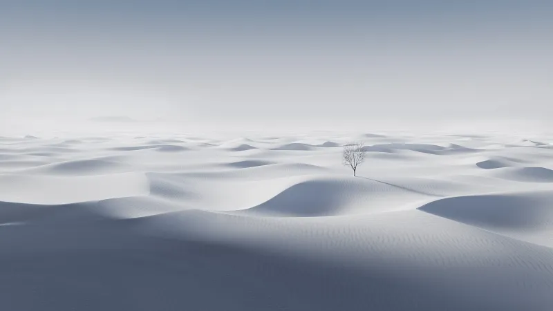 White aesthetic Desert, Sand Dunes, 5K wallpaper