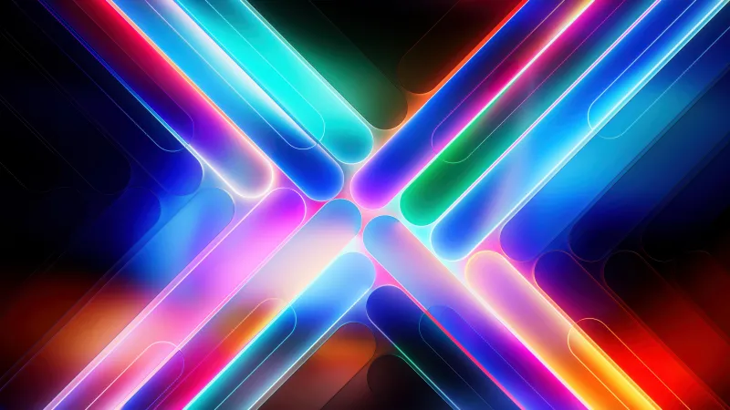 Neon X glow wallpaper, Cyberpunk abstract, Colorful