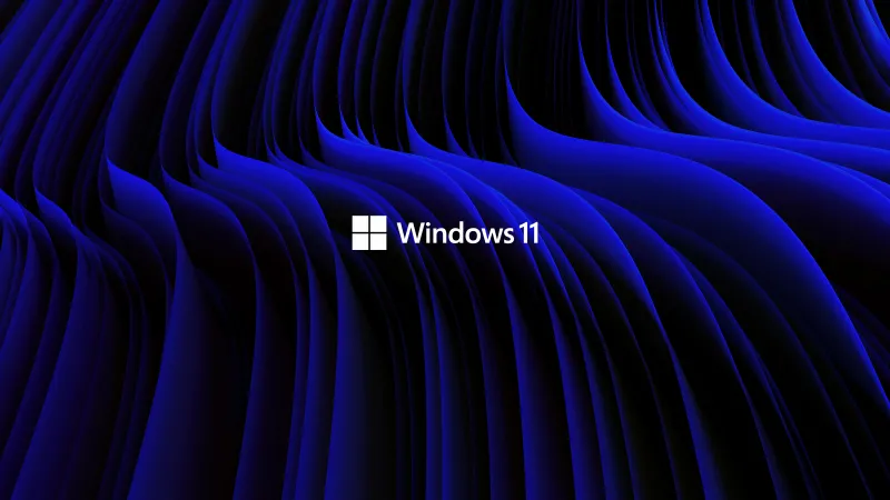 Windows 11, Dark Blue waves, 8K wallpaper