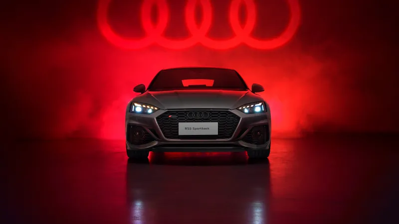 Audi RS 5 Sportback, Red aesthetic, Red background 8K