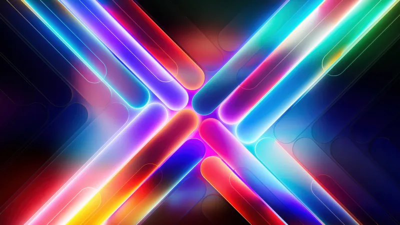 Glowing neon X, Light streaks, Abstract, 5K wallpaper