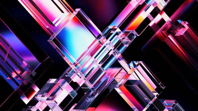 Glass prisms wallpaper, Neon refraction, Pink and blue