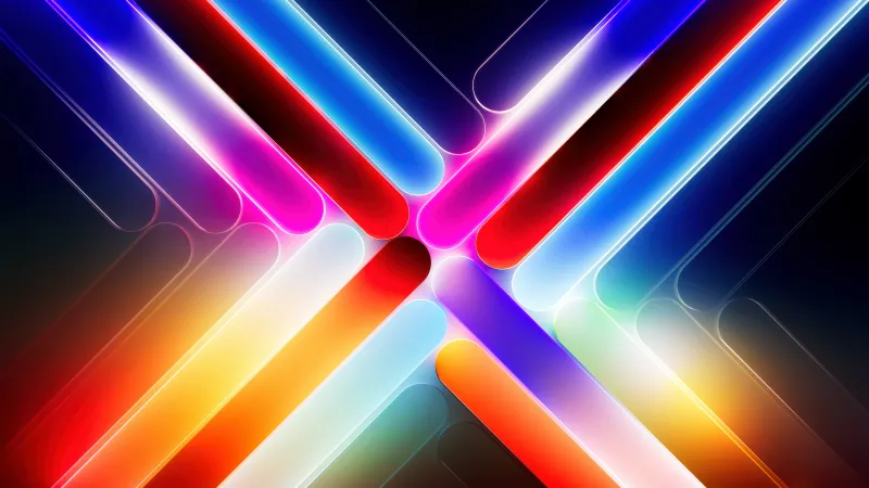 Neon X light bars wallpaper, Warm and cool glow, Abstract