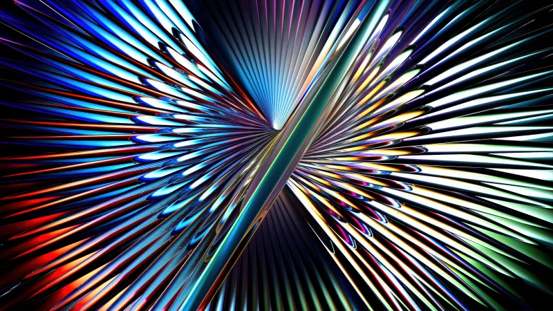 Iridescent fan burst wallpaper, Optical illusion, Symmetry