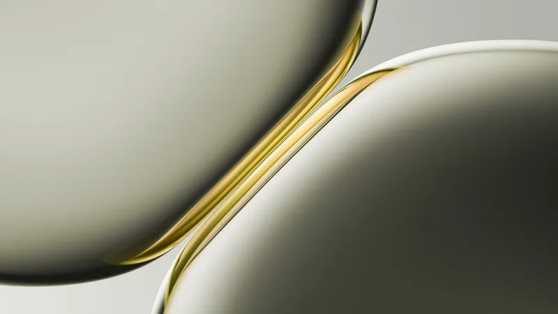 Golden glass bubbles, Soft beige, Gradient, 5K wallpaper