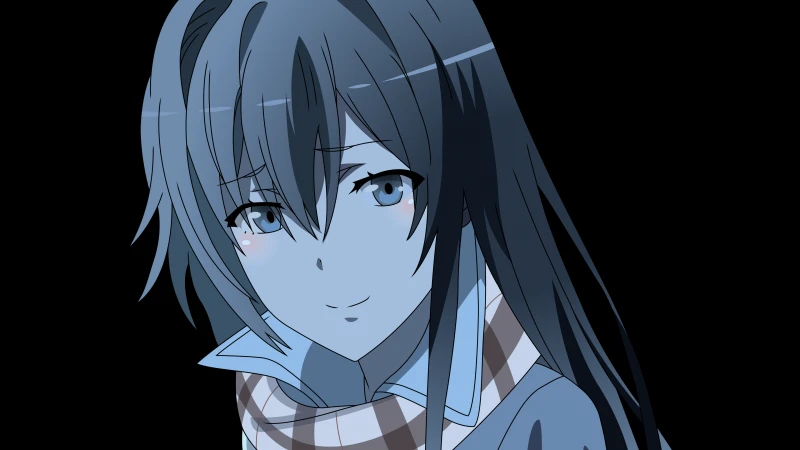 Yukino Yukinoshita, My Teen Romantic Comedy SNAFU, Anime girl, Monochrome, Black background, 4K wallpaper
