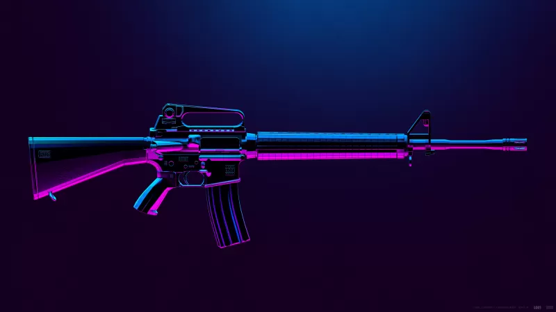 M16A4, PUBG MOBILE, Assault rifle, PlayerUnknown's Battlegrounds, Neon