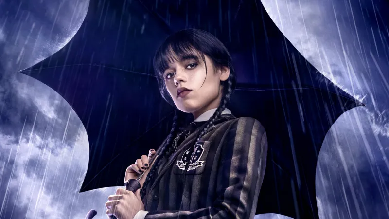 Jenna Ortega as Wednesday Addams, 5K wallpaper