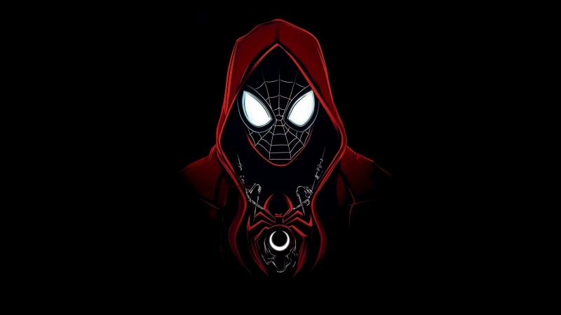 Miles Morales Red Hoodie, Black background 5K
