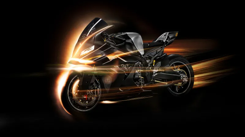BMW Motorrad Concept RR, Light trails, Superbike concept, Black background, 2026, 8K wallpaper