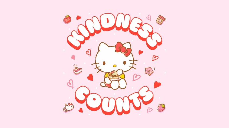 Hello Kitty Kindness, 5K wallpaper, Pastel pink