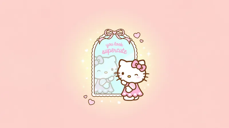 Hello Kitty Supercute, Pastel background 5K