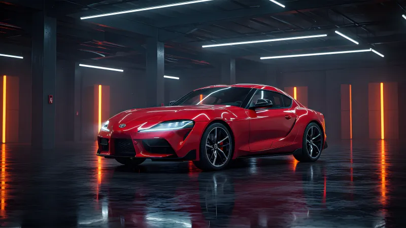 Toyota GR Supra, Red aesthetic wallpaper 5K
