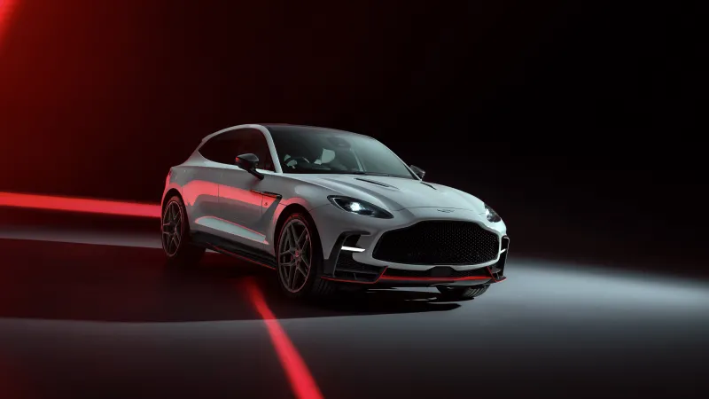 Aston Martin DBX S wallpaper, 2025, Performance SUV, Red light streaks, Dark studio