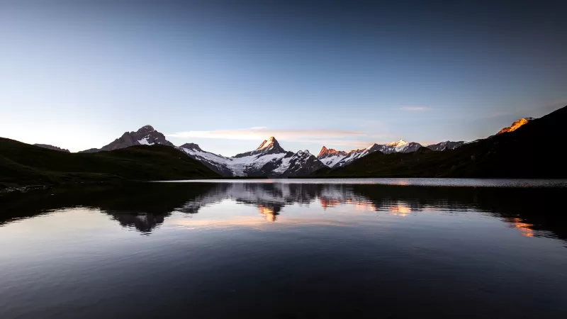 Bachalpsee, Swiss Alps, Sunrise reflection, 4K wallpaper