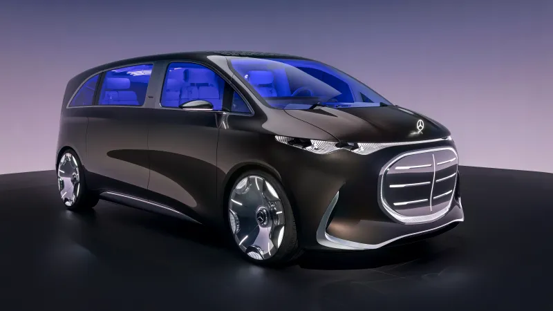 Mercedes-Benz Vision V wallpaper, Electric luxury van concept, Blue interior glow, 5K