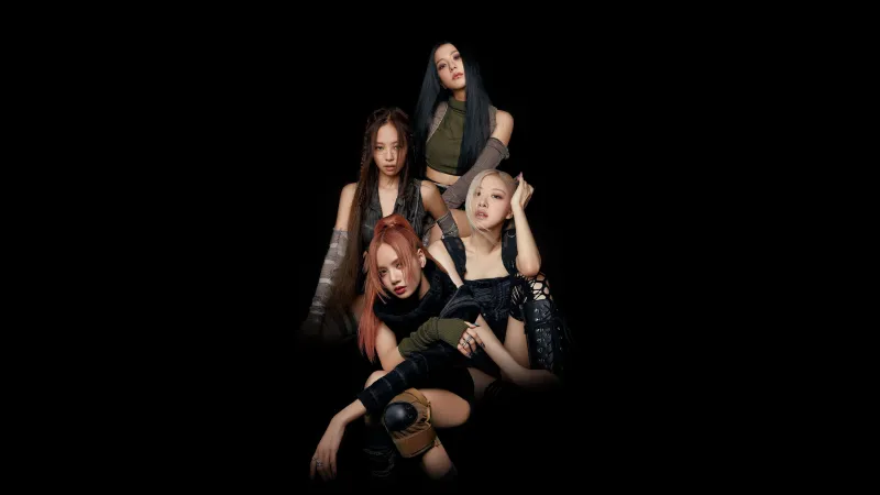 Blackpink Pink Venom, Lisa, Jennie, Jisoo, Rose (Blackpink), Black background 4K