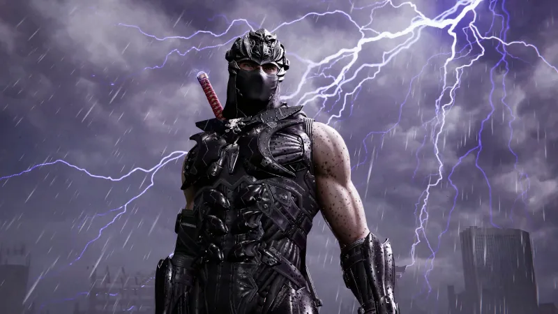 Yakumo, Ninja Gaiden 4, Lightning storm, Purple sky, 4K wallpaper