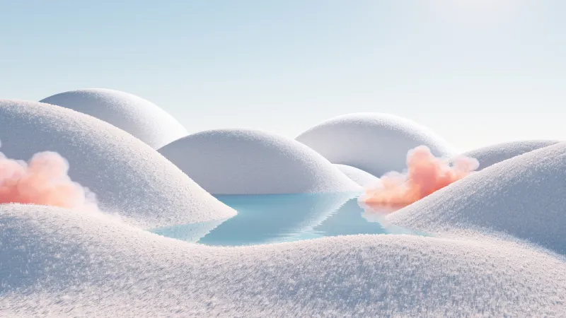 CGI Landscape, 5K wallpaper, White aesthetic