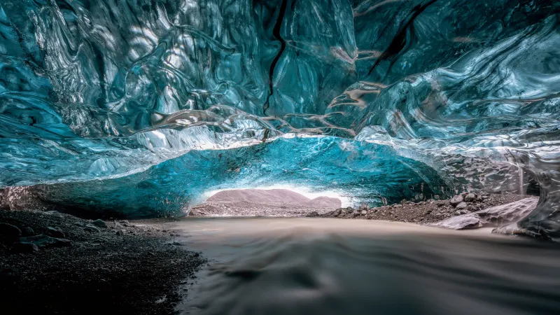 Blue ice cave wallpaper, Glacier, Iceland