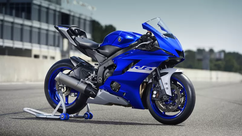 Yamaha YZF-R6, Icon Blue, Pit lane, Paddock stand, 2020, 4K wallpaper