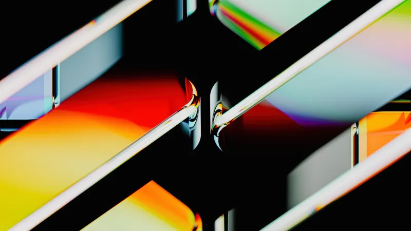 Glass prism light bars, Black background, Refraction, 5K wallpaper