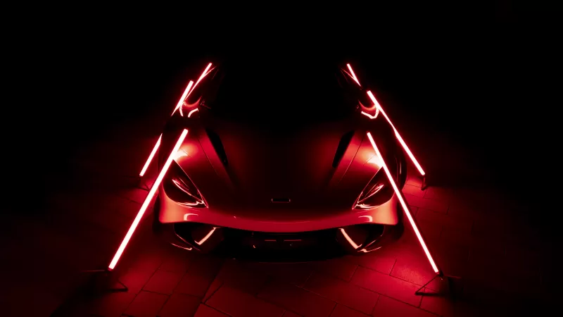 McLaren 765LT, Supercars, Dark background, 2021, Aesthetic, 5K