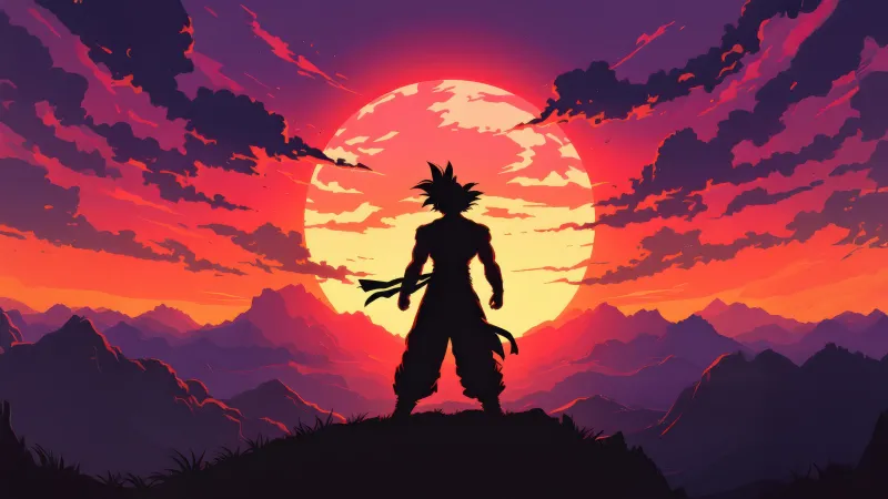 Goku Silhouette, Dragon Ball, 5K wallpaper