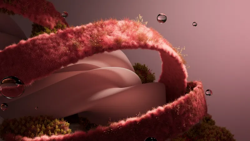 Furry wallpaper, Pink Abstract, Twisted Glass