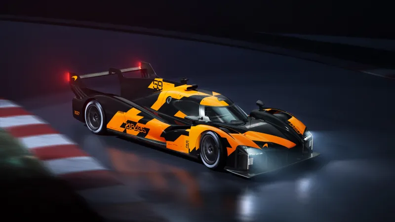 McLaren Project Endurance wallpaper, Le Mans Hypercar, Papaya and black, Night track, 12K