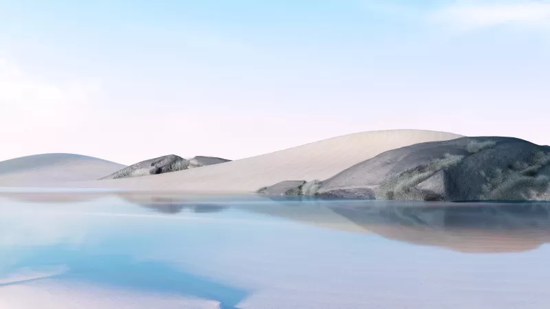 Microsoft Surface wallpaper, Desert, Lake, Clear sky, Ice Blue, Microsoft Surface Go, Bright, Stock