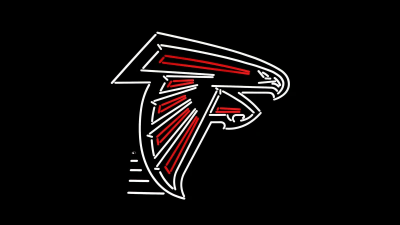 Atlanta Falcons Neon logo, Black background 4K