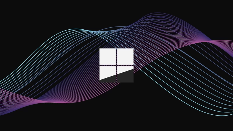Microsoft Windows, Logo, Minimal, Waves, Dark background, Purple, 5K