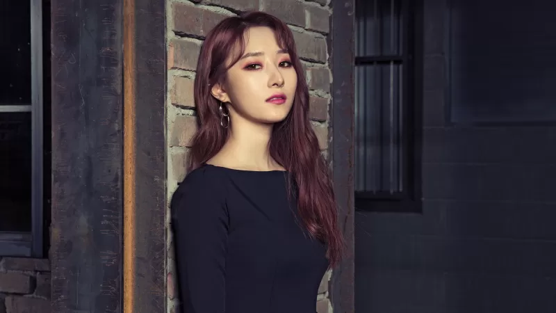 SuA, Dreamcatcher, K-Pop singer, South Korean rapper, Brick wall, 5K wallpaper