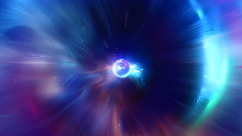 Glowing vortex, Blue tunnel, 3D render, 4K wallpaper