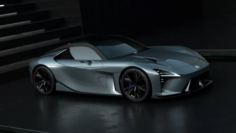 Lexus Sport Concept wallpaper, Grey electric supercar, Dark stairs, 4K