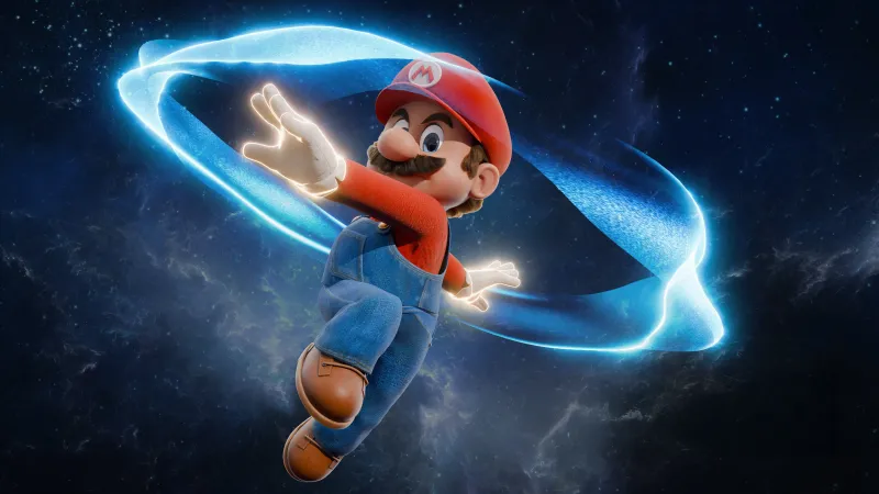 Super Mario wallpaper, 3D Mario, Galaxy spin, Outer space