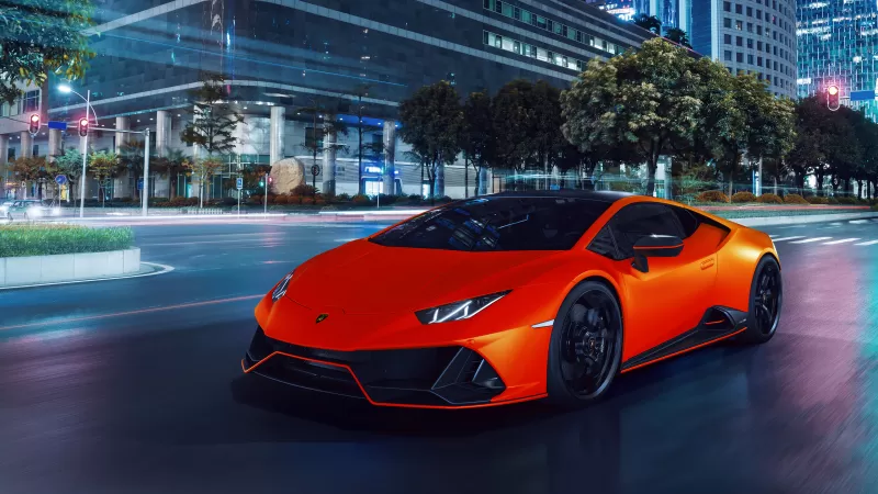 Lamborghini Huracan EVO Fluo Capsule, Night, Cityscape, New York City, 2021