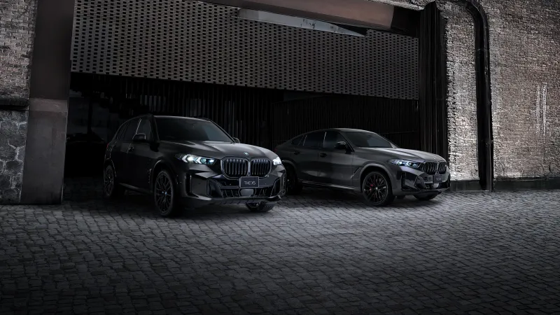 BMW X5 and X6 Edition Shadow wallpaper, Dark SUVs, Brick warehouse, 2025, 8K