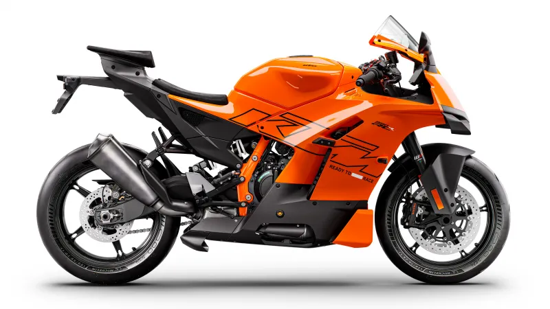 KTM 990 RC R wallpaper, Orange supersport, White background, 2026